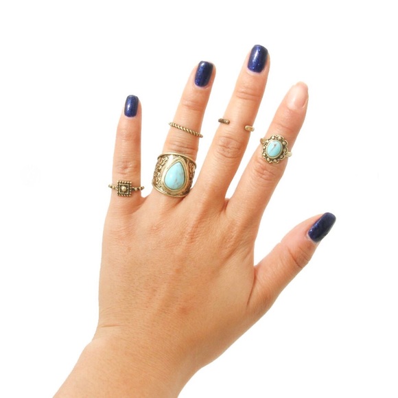 Boho Gypsy Midi Ring Set Gold - Picture 2 of 4